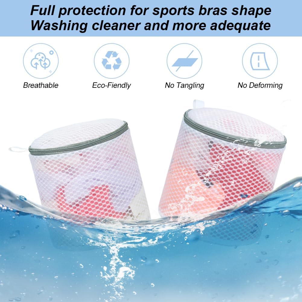 Vivifying Bra Laundry Bags, 2 Pack, 7 x 7.5 Inch Mesh Wash Bags