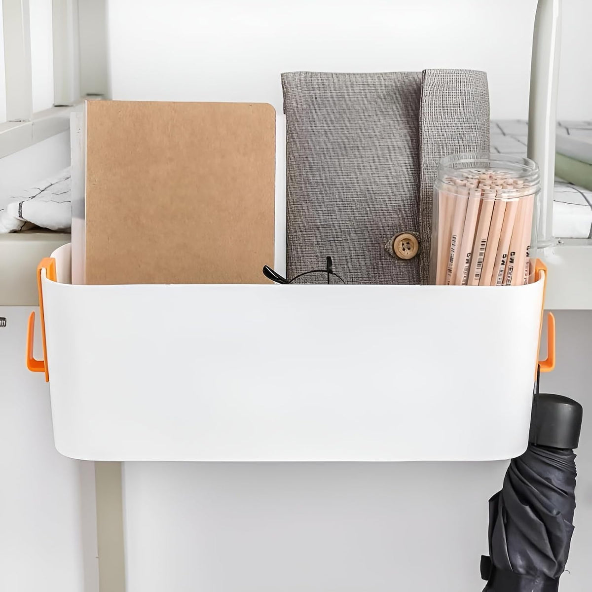 Bedside Organzier Caddy Hanging with Hooks, 11 Lbs (Orange)