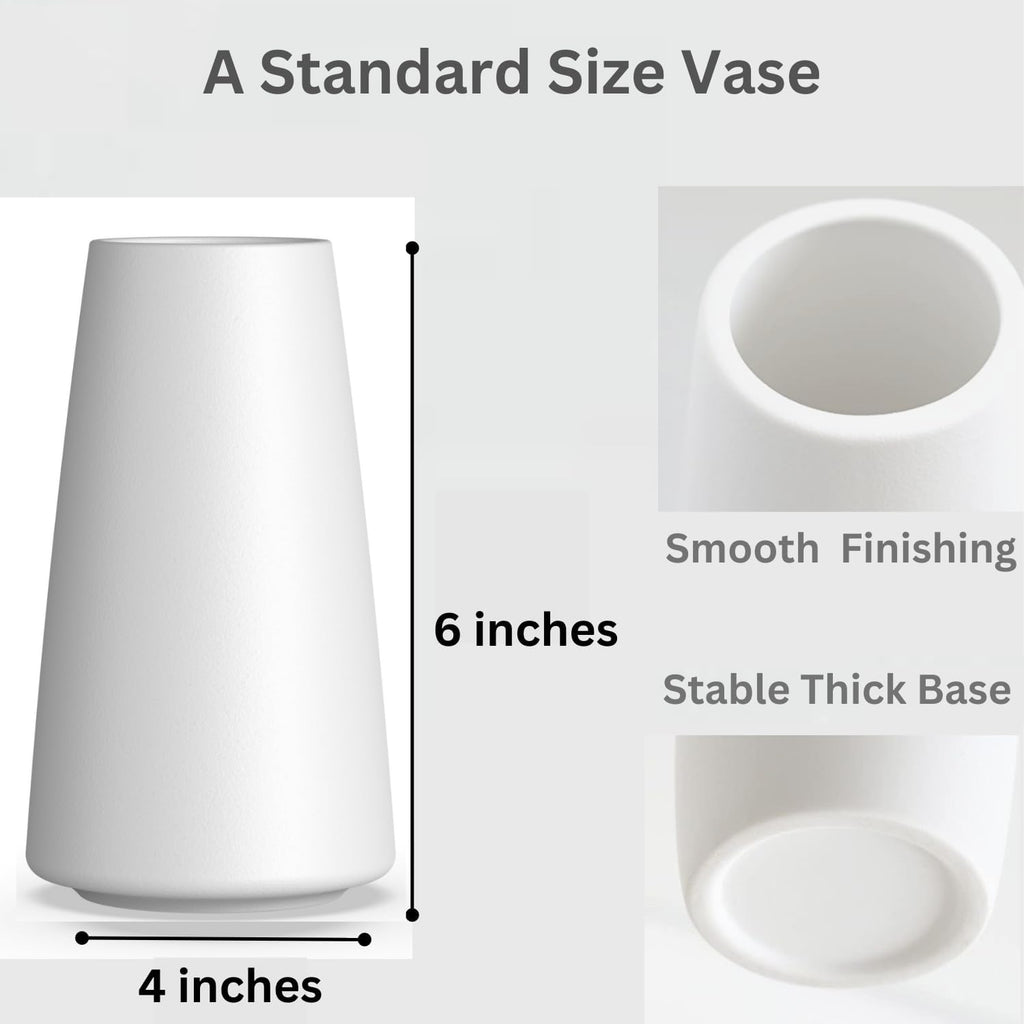 Premium Quality Ceramic Vase for Pampas Grass - Flower Vase for Home Decor, Minimalism Style for Modern Table Shelf, White Vases for Flowers - Kitchen & Living Room Centerpieces, Office Desk Vase