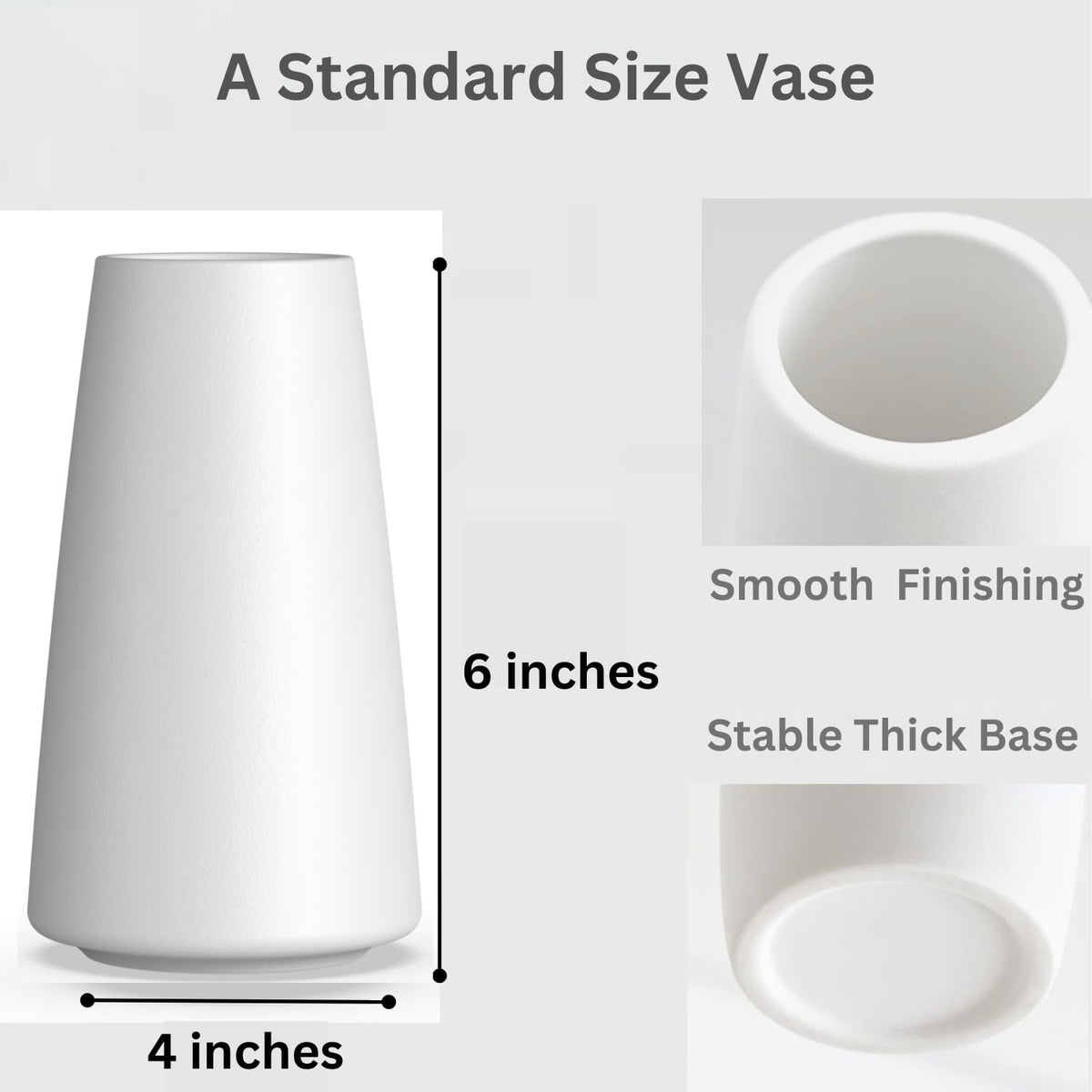 Premium Quality Ceramic Vase for Pampas Grass - Flower Vase for Home Decor, Minimalism Style for Modern Table Shelf, White Vases for Flowers - Kitchen & Living Room Centerpieces, Office Desk Vase