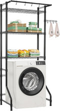 VEVOR Over the Washer and Dryer Storage Shelf, 3 Tier Laundry Room Drying Rack with Hanger Rod and Hooks, Adjustable Over Washer and Dryer Shelves, Laundry Room Shelf Storage Space Saver, Black