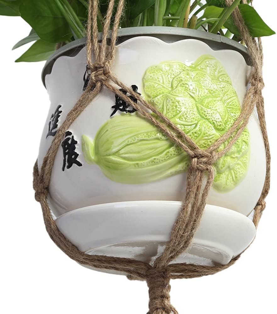 2 Pcs Macrame Plant Wall Hanging Hanger Double Tier Planter Holder Jute Rope, 55 Inch