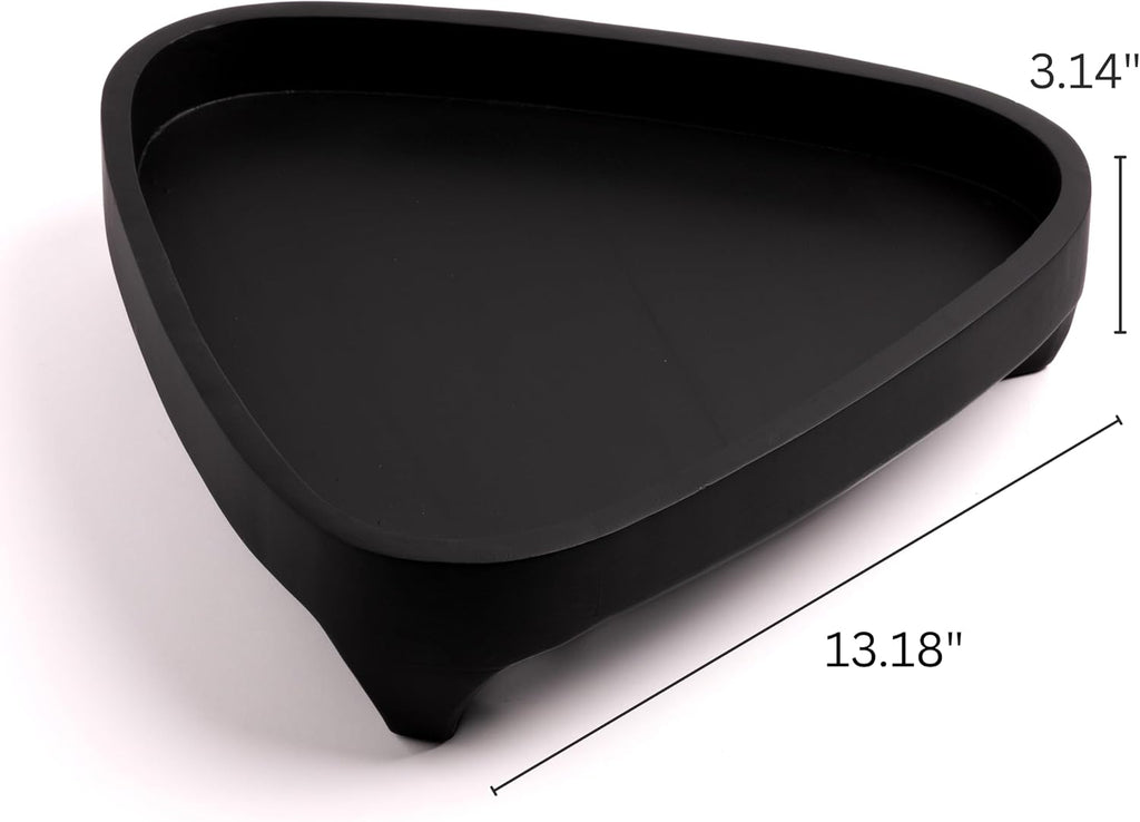 NIDOVA Mango wood pedestal fruit bowl, 13" each side, 3" high Large Fruit bowl for kitchen counter |Black Wooden bowl for entryway table or dining table centerpiece décor |Use as keybowl or for candy