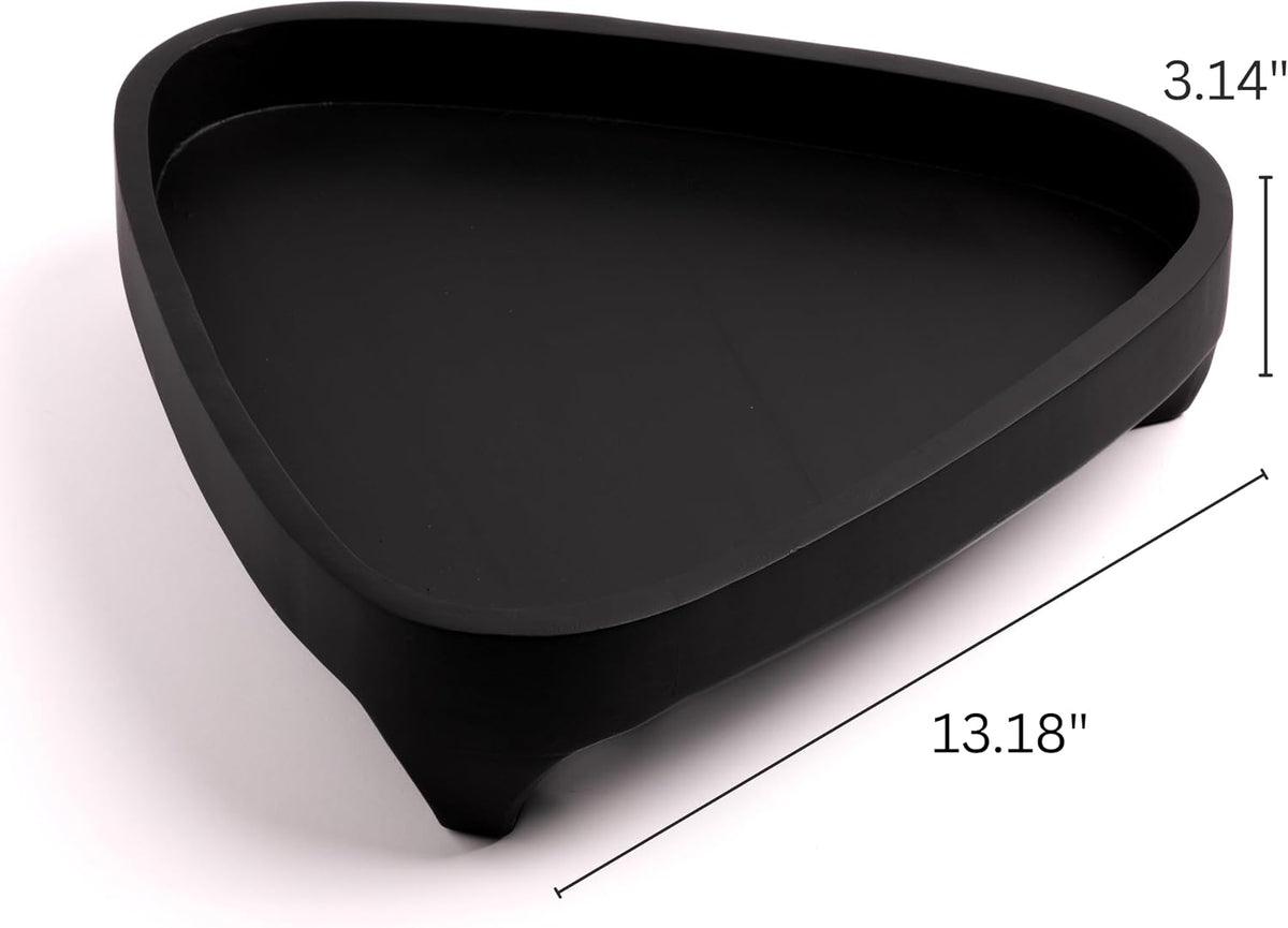 NIDOVA Mango wood pedestal fruit bowl, 13" each side, 3" high Large Fruit bowl for kitchen counter |Black Wooden bowl for entryway table or dining table centerpiece décor |Use as keybowl or for candy
