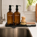 Kitchen Soap Dispenser Set with Self Draining Silicone Tray, Brush, Sponge