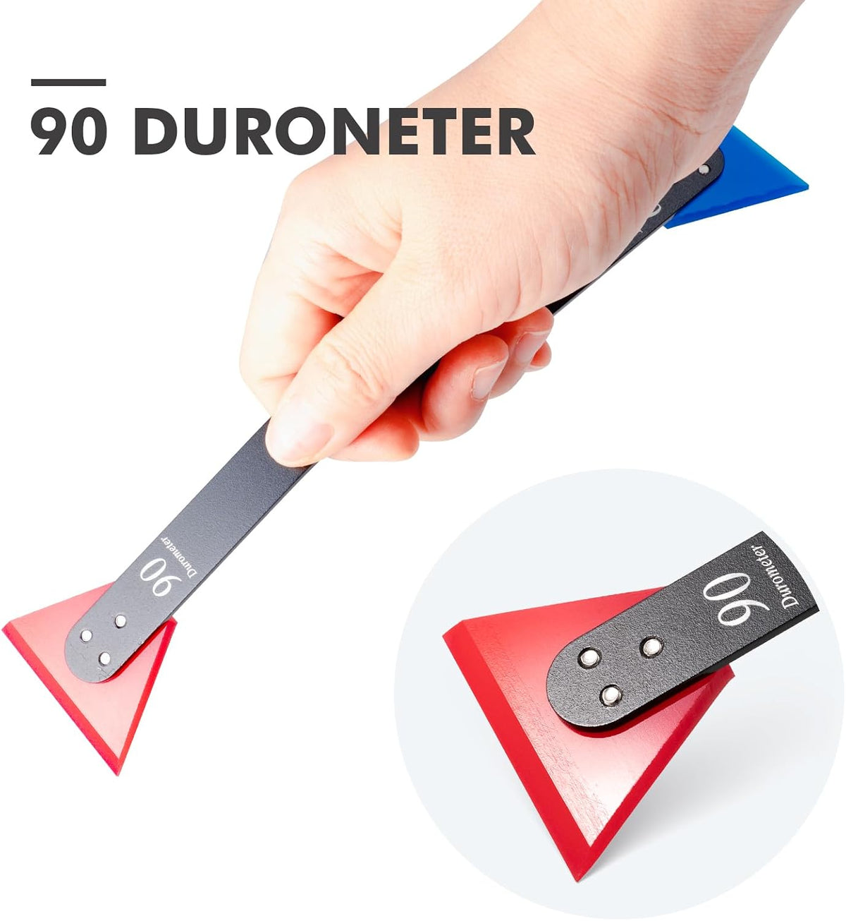 FOSHIO Mini Squeegee 2 Pack Vinyl Wrap Tools for Window Tinting Quarter Windows and Hard to Reach Areas, Cleaning for Vehicle Side Mirrors, 2-in-1 Different Hardness Rubber Blades with Curved Handle