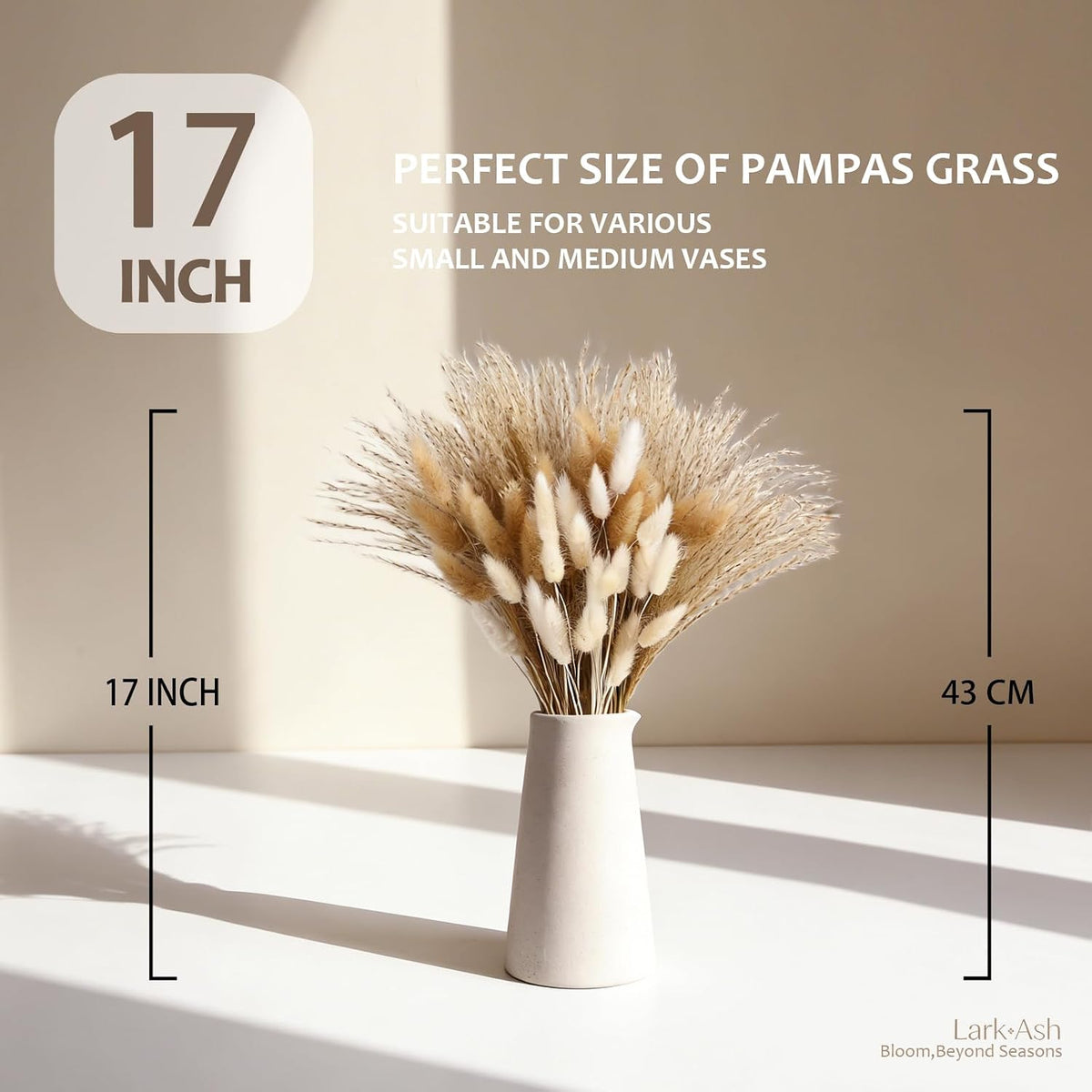220 Stems Dried Pampas Grass Decor-White Pampas Grass,Brown Pampas,Bunny Tails Grass,Fluffy Pompas.Rustic Flower Bouquets for Wedding, Home Decor,Table Centerpiece,Apartment and Boho Decor