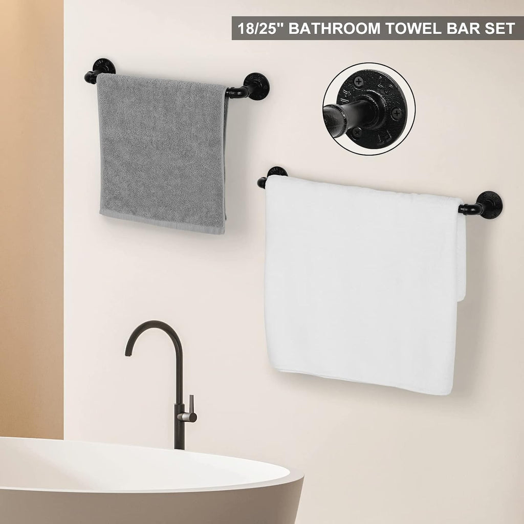 CADUKE 13-Pieces Black Bathroom Hardware Set Industrial Pipe Towel Bar