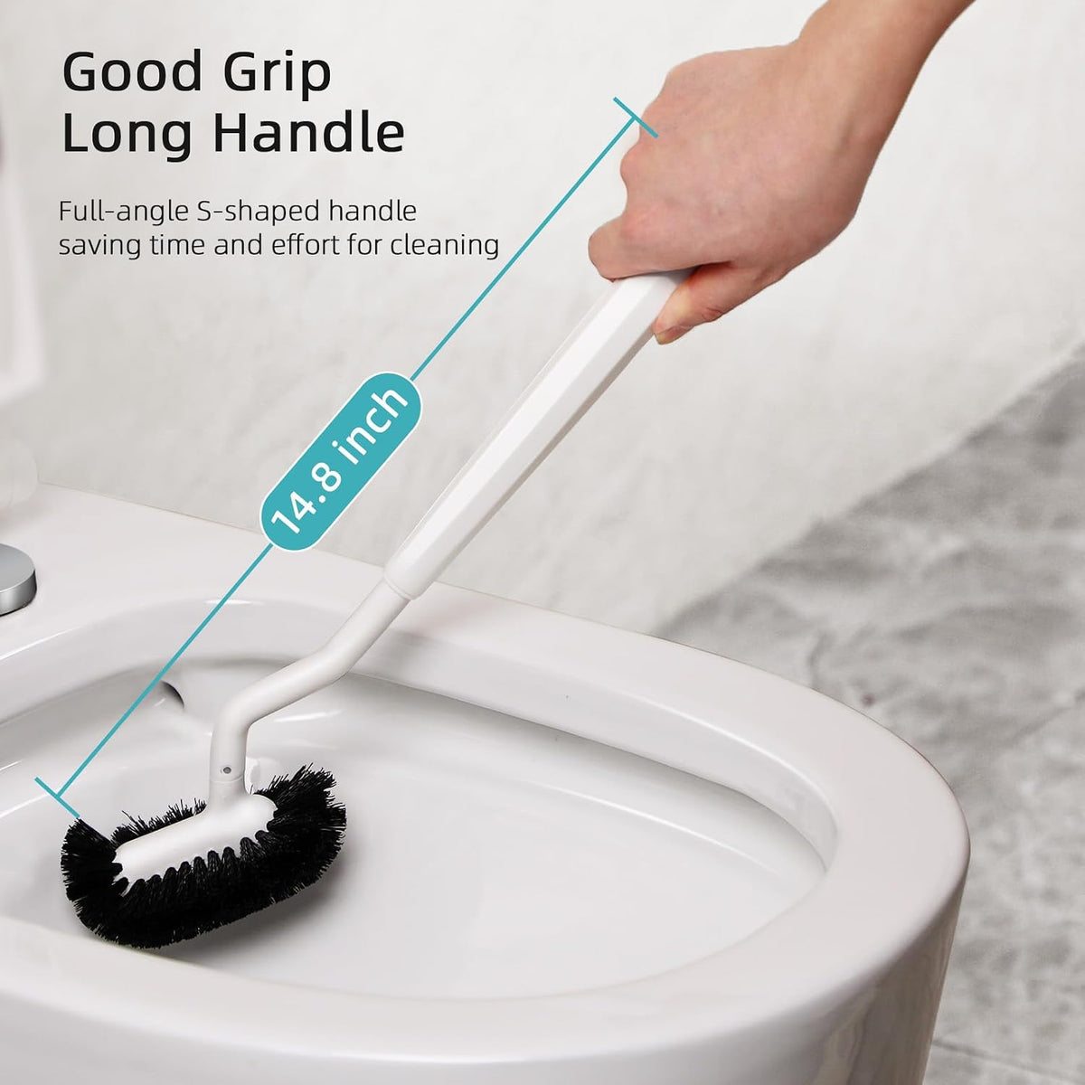 HAMITOR Toilet Bowl Brush Holder Set: Bathroom Deep Cleaning Scrubber
