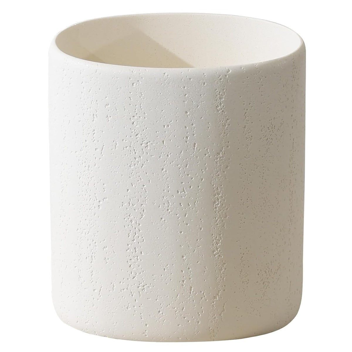 Bathroom Trash Can,1.6 Gallon,Travertine Stone Look,Off White