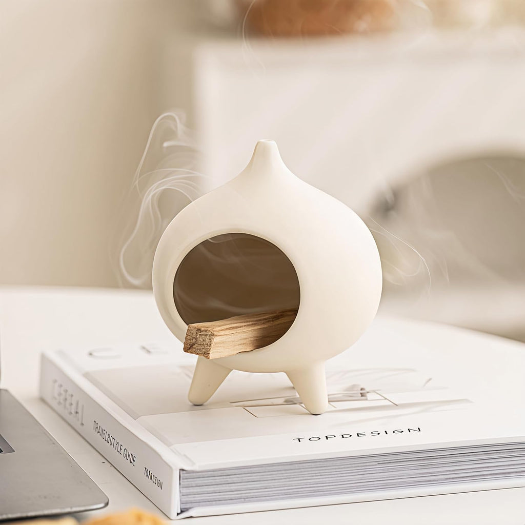 Ceramic Palo Santo Holder & Cone Incense Burner - Mini Chimney