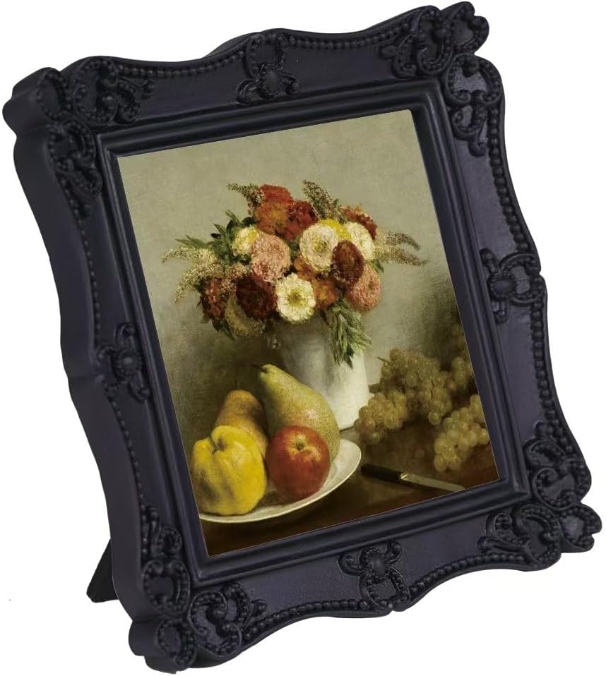 Vintage Picture Frame,Antique Style,Old-Fashioned,Square/Oblong Shape,Wall and Tabletop Victorian Frame,Gothic Look(Black, 4X4)