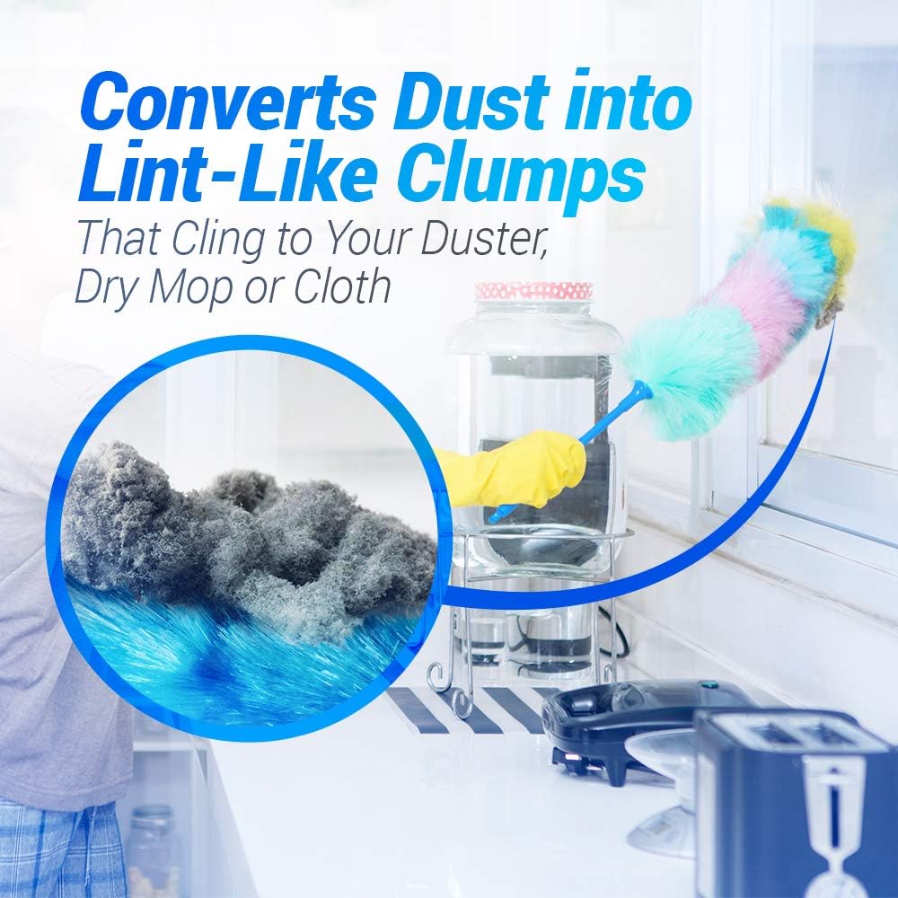 Fuller Brush Duster Spray + Fuzzy Fan Duster - Netted Fiber Duster with Slanted Head Cleans Ceiling Fans Walls Bookshelves Door & Window Tops