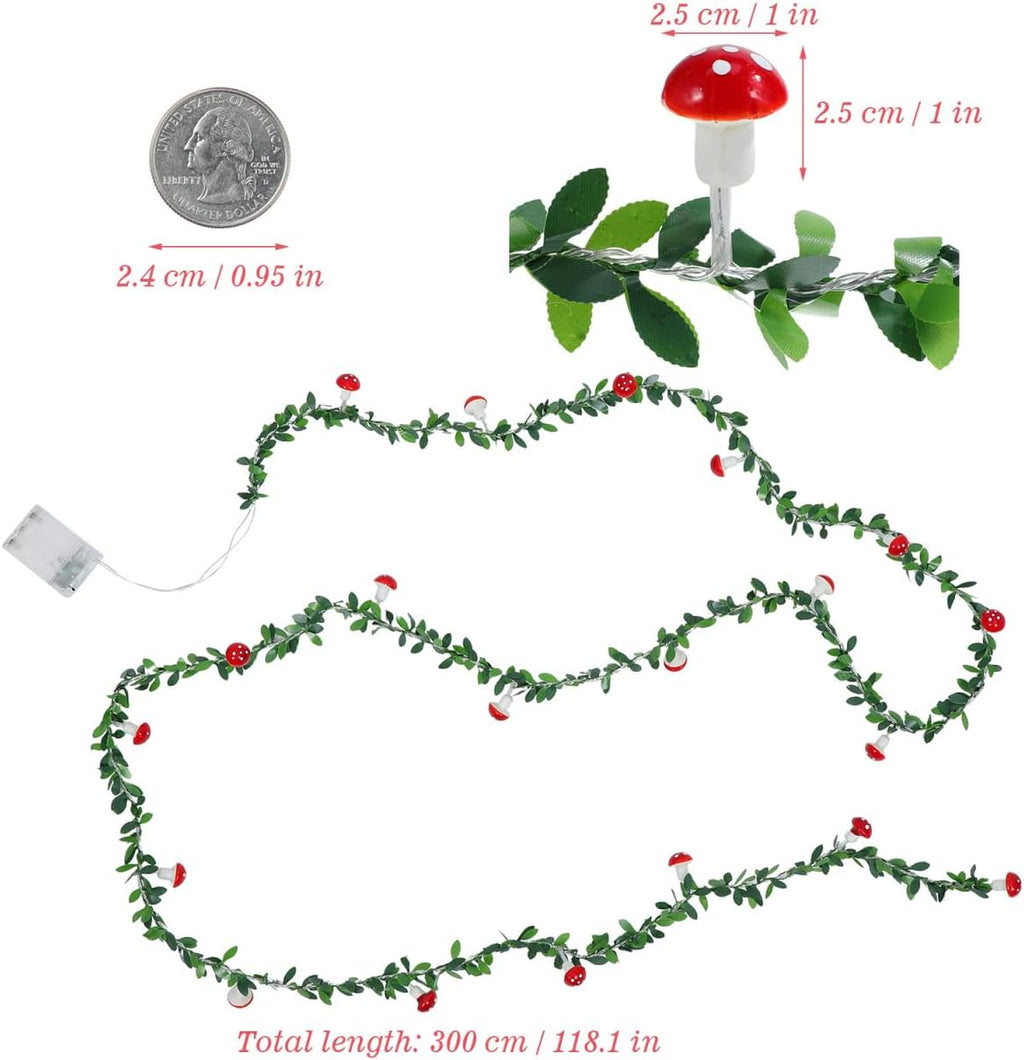 Ciieeo Mushroom String Lights Indoor 118.11 in 20 Led Fairy String Light Mushroom Garland for Bedroom Patio Garden Yard Home Party Seasonal Decor