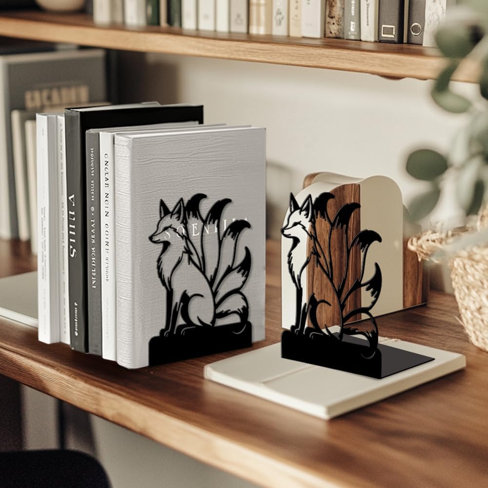 Peacoblue 4.7"x3.5"x5.9" Metal Bookends, Heavy Duty Book Ends for Shelves