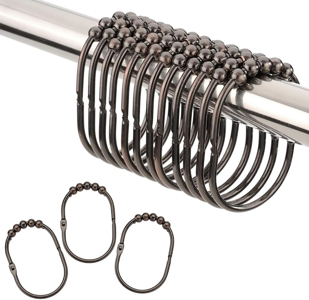Shower Curtain Hooks Shower Rings for Curtain Bronze 12PCS