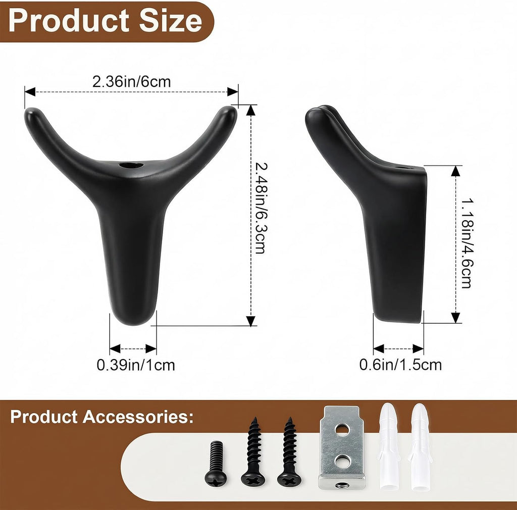 POZEAN 8 Pack Antler Wall Hooks for Hanging, Matte Black Heavy Duty Coat Hooks Wall Mounted for Coats Hats Bags Keys, Decorative Deer Antler Metal Hook for Entryway Mudroom Bathroom Bedroom (8, Black)