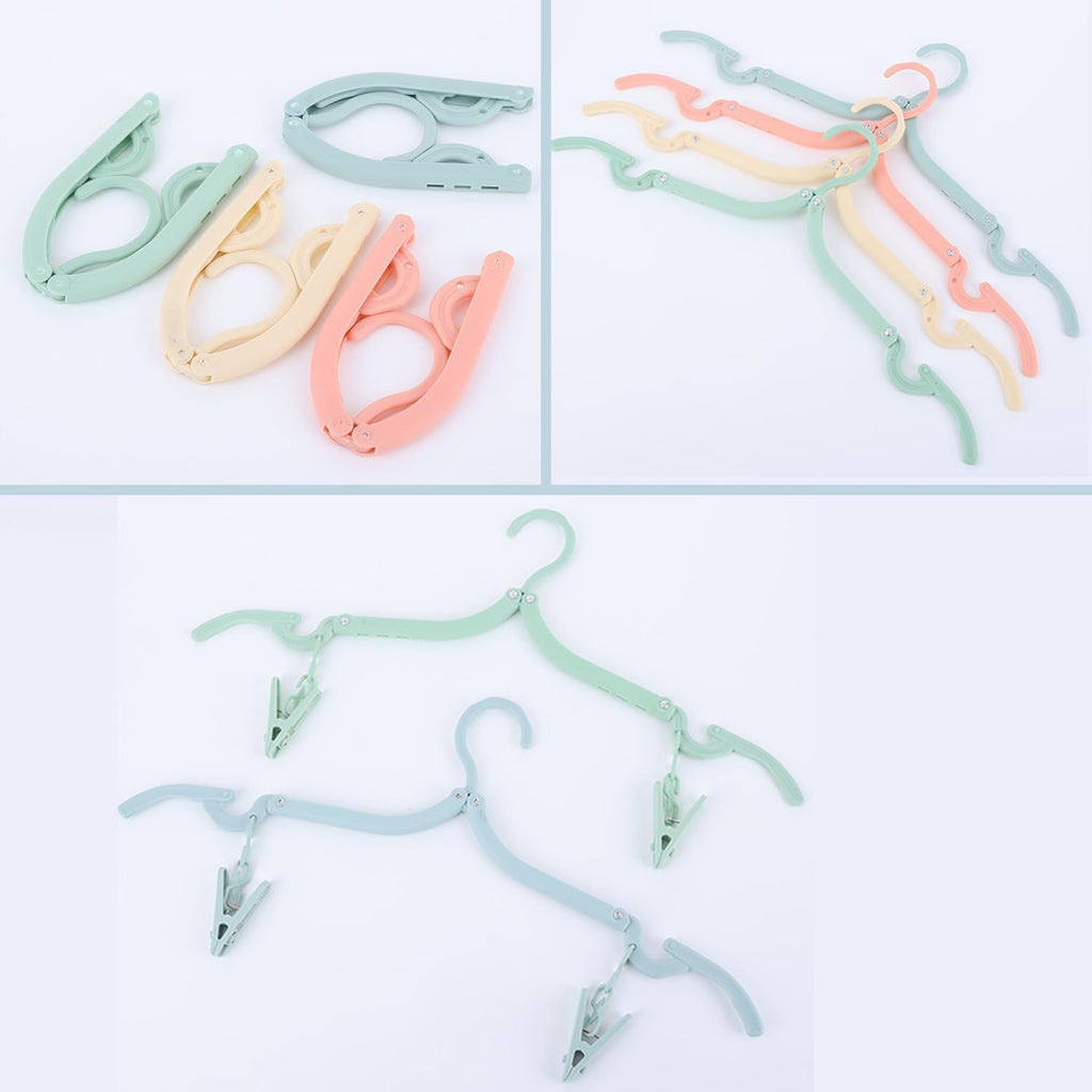 12 Pcs Foldable Travel Hangers with Clips, Plastic Hanger Folding Clothes Hangers Space Saving Clothes Hangers - Coat Hangers for Cruise Business Trip Travel