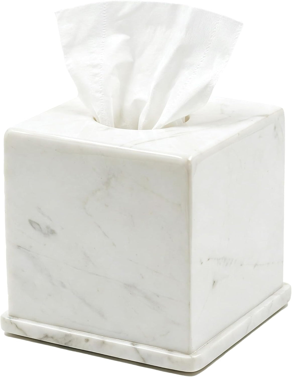 Natural Marble Tissue Box Cover, Volakas White Tissue Box Holder