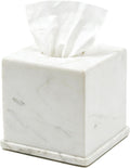 Natural Marble Tissue Box Cover, Volakas White Tissue Box Holder