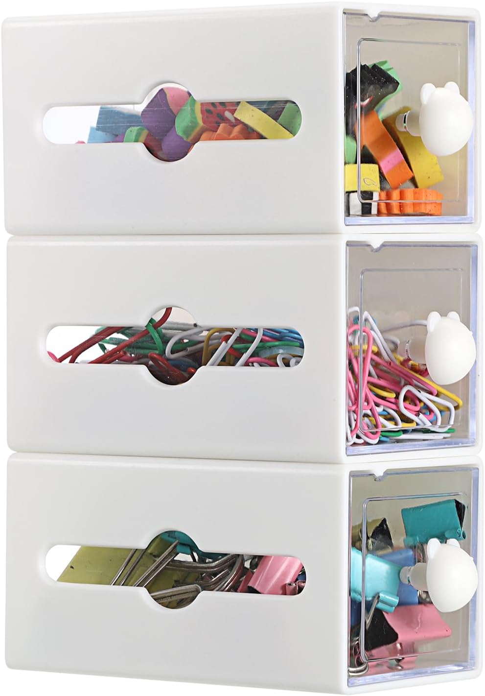 3 Packs Qtip Holder for Bathroom Plastic Q-tip Dispenser with Drawer Wall Mounted Cotton Swab Holder Bathroom Vanity Makeup Organizer for Qtip Cotton Balls Pads Floss Picks