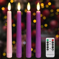 Daord 7.9" Advent Taper Candles Set of 4 Christmas LED Flameless Long Candle 3 Purple and 1 Pink for Advent Rituals Festival and Special Occasions Church Decor(3Purple+1Pink(A))