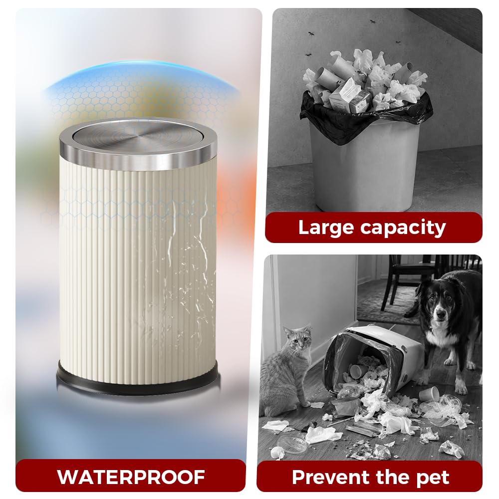 9L/2.4Gal Small Bathroom Trash Can with Swing Lid