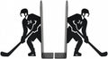 Ice Hockey Bookends, Set of 2 Black Metal Book Ends for Shelves, Laser-Cut Hockey Player Decorative Book Holders for Office Desk, Home Library and Study Room, 6.3 in Tall