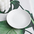 Chic Round Soap Dish, Modern Minimalist Striped Ceramic Tray(White)