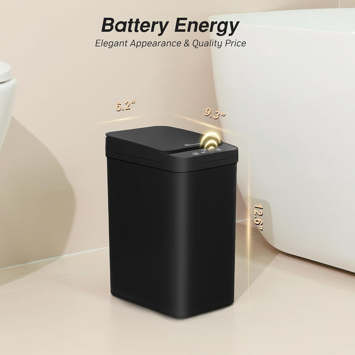 FRESHLIX 2 Pack Automatic Bathroom Trash Can 2.5 Gallon Smart Touchless Motion Sensor Trash Can with Lid Electric Waterproof Narrow Small Garbage Bin