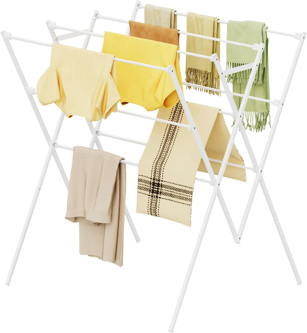 Extra Large Clothes Drying Rack Foldable Clothing Drying Rack 33" W x 37" H x 27.5" D, Space-Saving Portable Laundry Drying Rack for Outdoor & Indoor, White