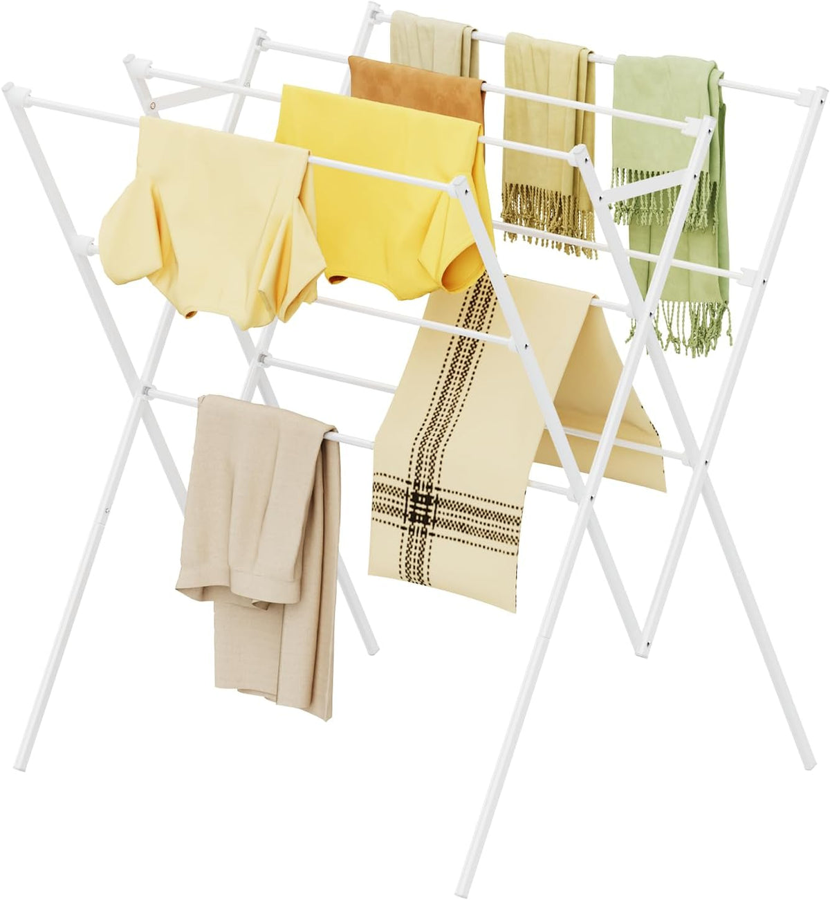 Extra Large Clothes Drying Rack Foldable Clothing Drying Rack 33" W x 37" H x 27.5" D, Space-Saving Portable Laundry Drying Rack for Outdoor & Indoor, White