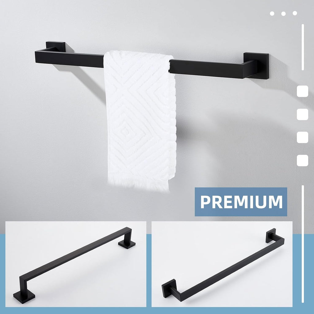 Angle Simple 23.74 Inches Towel Bar, Bathroom Towel Holder, Matte Black
