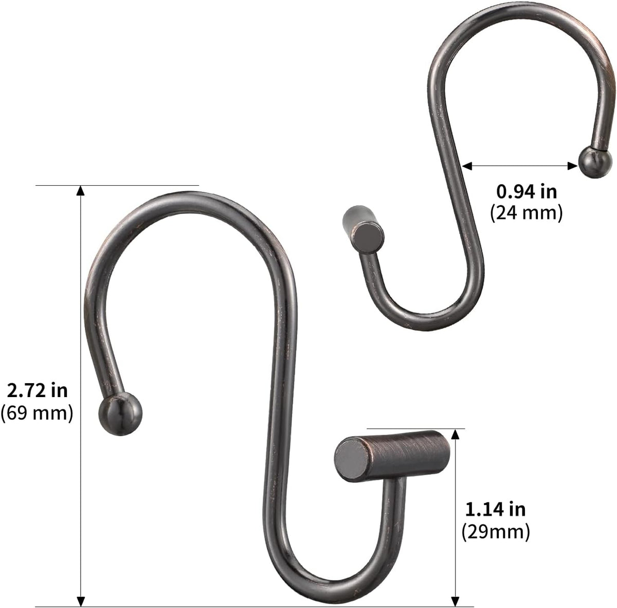 Bronze Shower Curtain Hooks, Rust Proof Shower Curtain Rings for Bathroom, CHICTIE T-Bar Metal Decorative Shower Curtain Hooks Hangers for Shower Curtain Rod,Set of 12