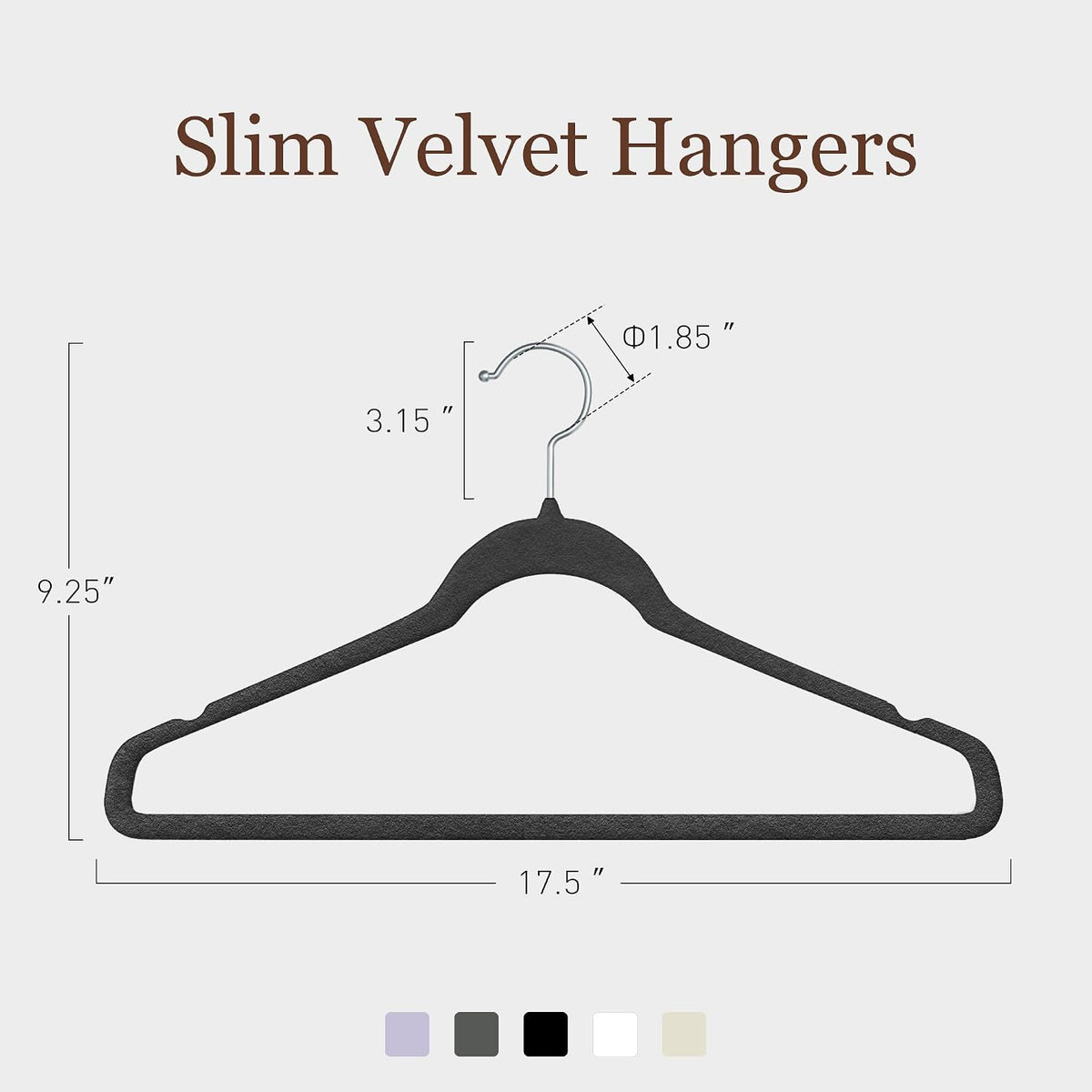 Velvet Hangers 100 Pack, 17.5" Non-Slip Clothes Hangers, Black
