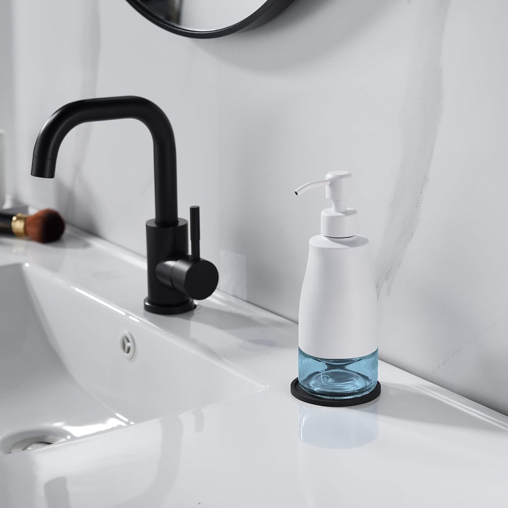 Gaussra White Soap Dispenser with Coaster and Stickers - 11 OZ / 320 ML