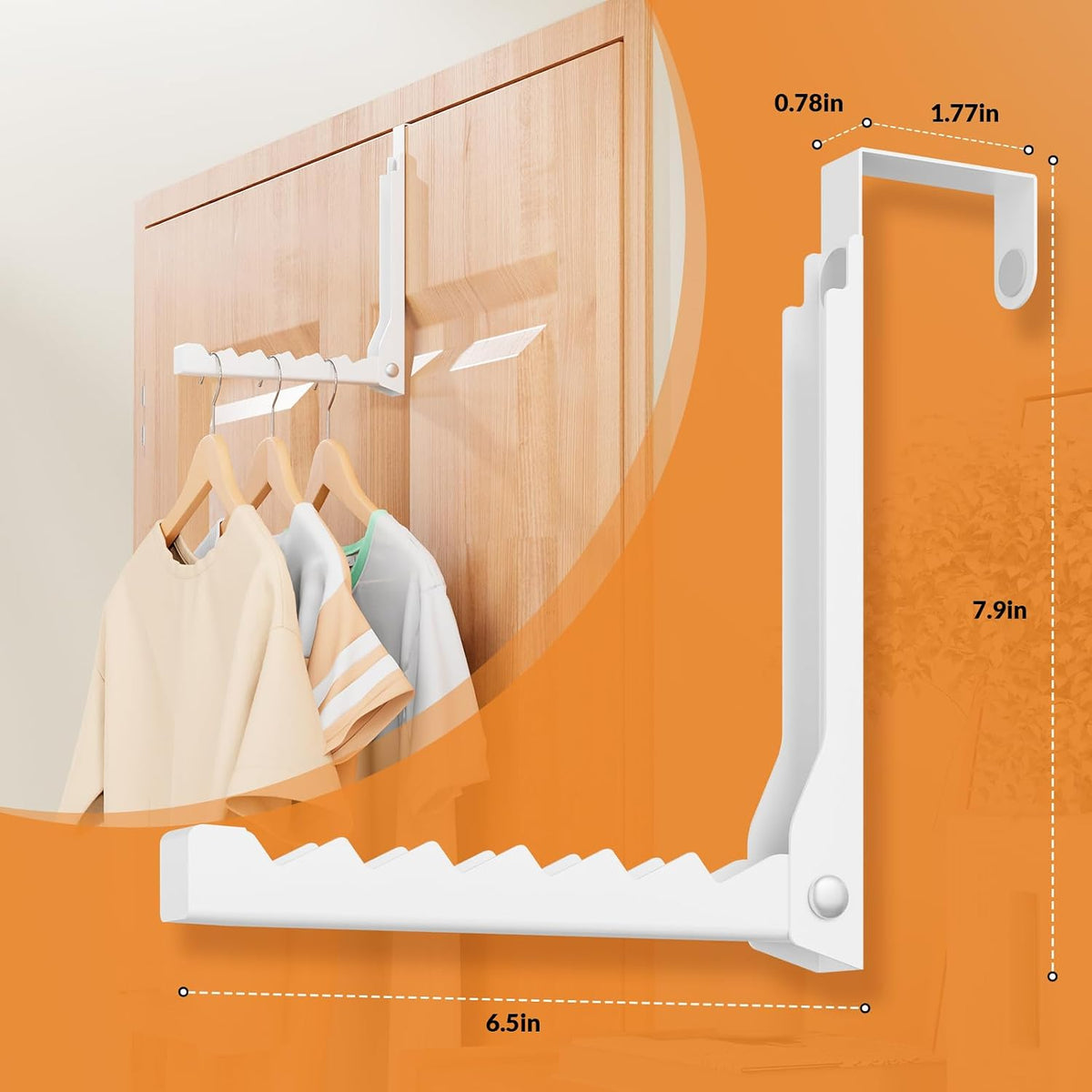 4-Pack Folding Clothes Drying Rack, Over The Door Hanger for Clothing, Metal Hanger Hook Rack with 6 Grooves, Space Saving Organizer for Laundry, Steaming & Outfits