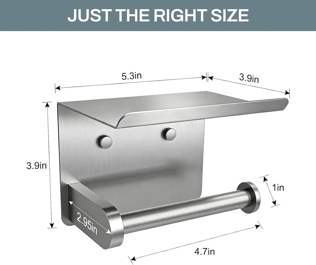 SetSail Toilet Paper Holder with Shelf, Brushed Nickel