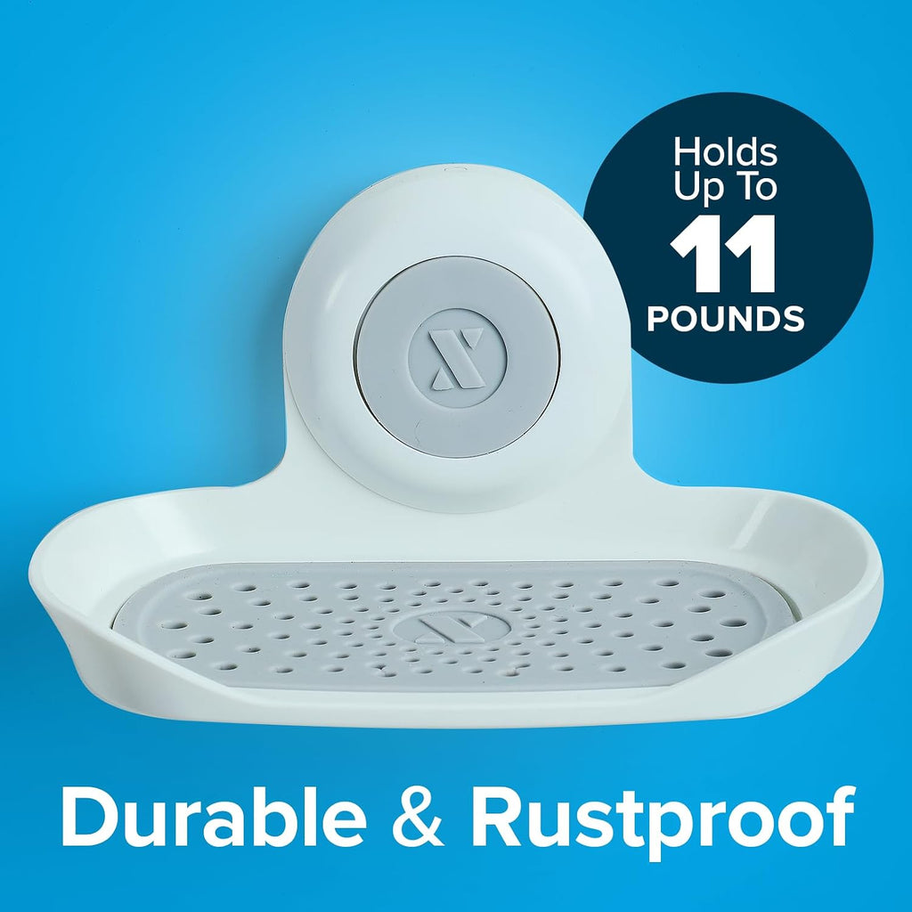 SlipX Solutions Strong Hold Suction Cup Soap Dish for Shower, White, 2-Pack