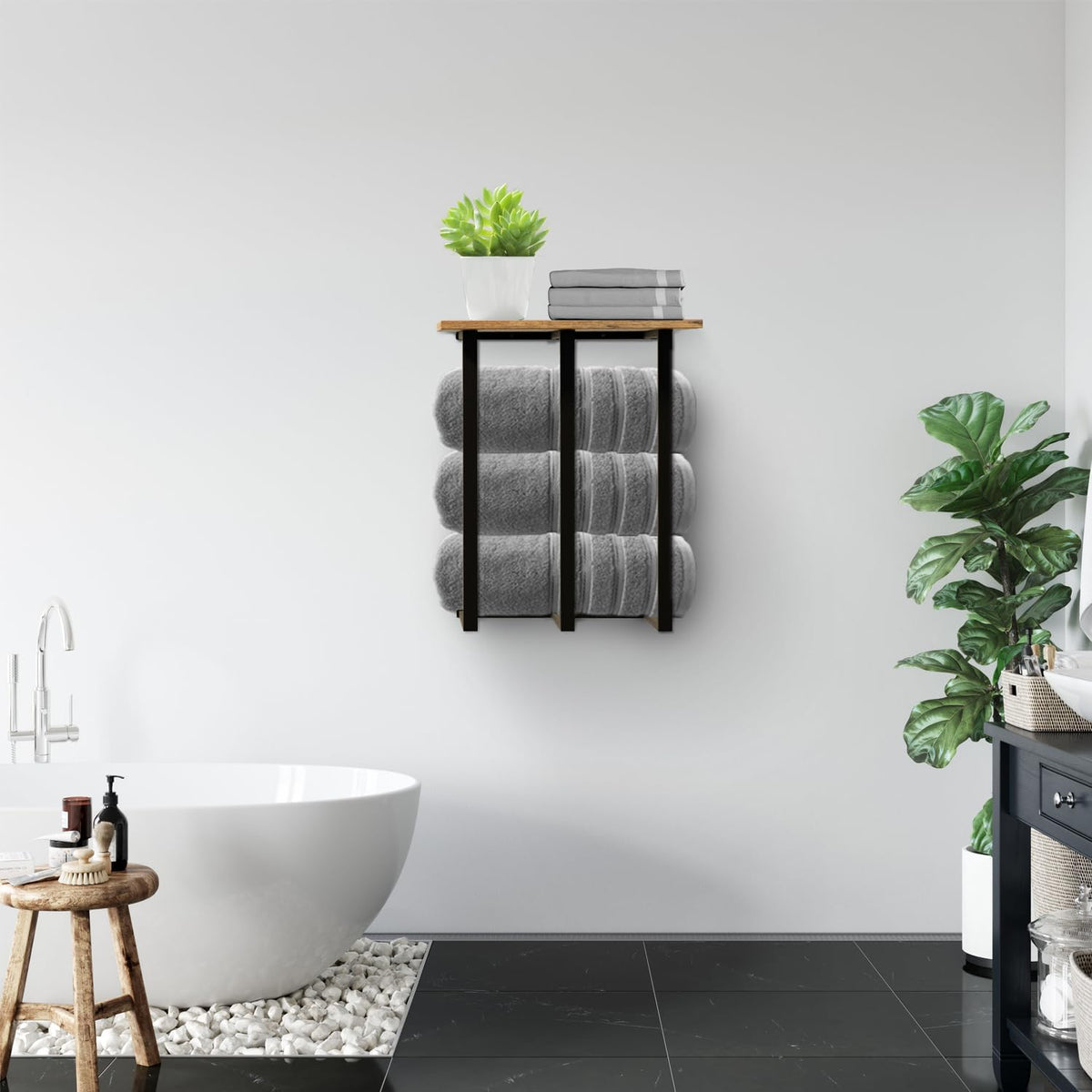 Wall Mounted Towel Rack with Shelf