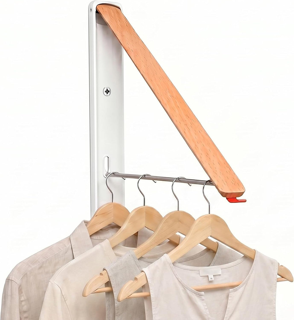 RFOUO White Foldable Wall Mounted Clothes Drying Rack,Laundry Hanger,1 Pack