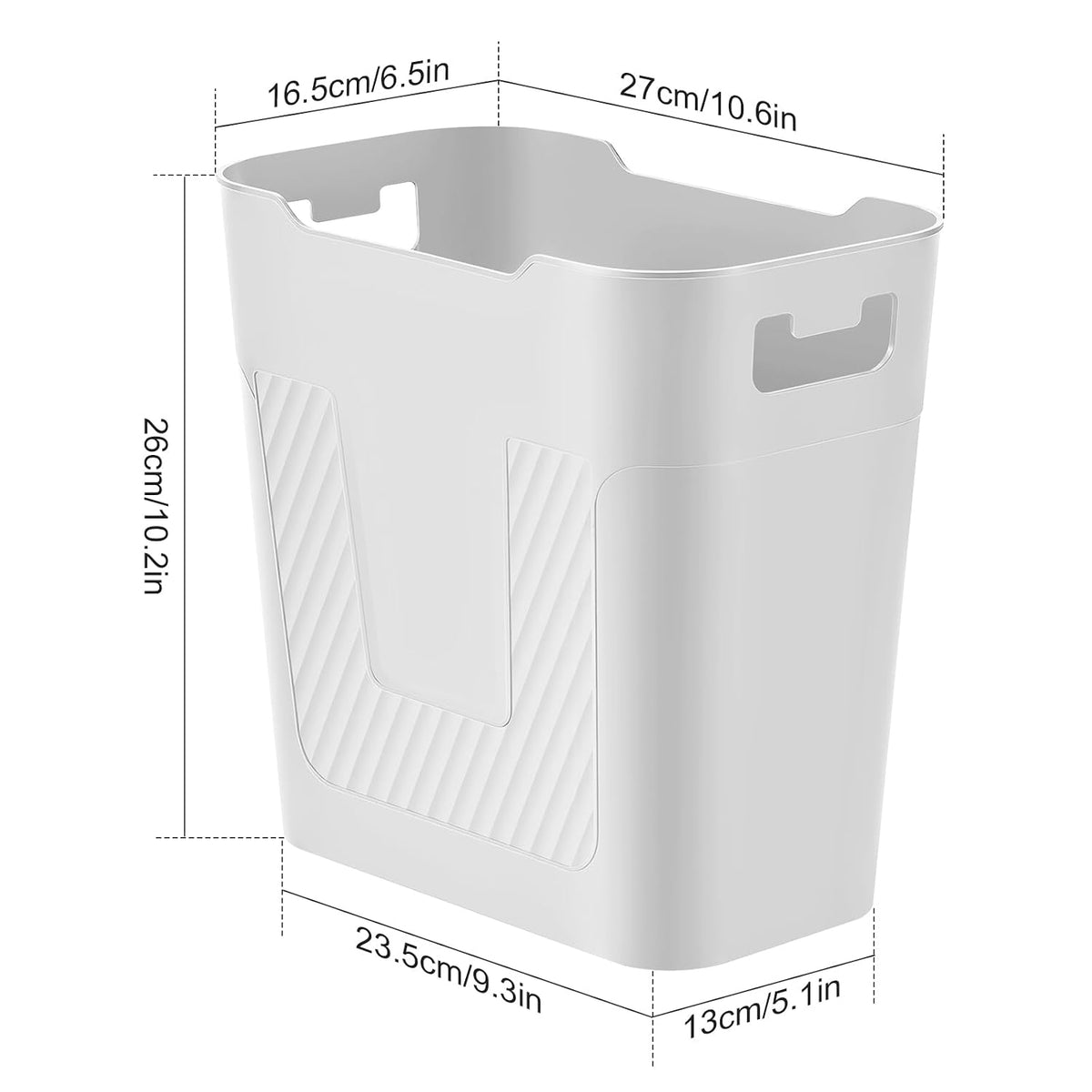 Small White Trash Can Wastebasket 2.2 Gallon Badroom Garbage Can