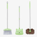 Toddler Cleaning Toy Set-28'' Kids Mini Broom with Dustpan & Mop, Toddler Household Helper, Parent-Child Interactive Play Cleaning Tool, Cute Cartoon Design, Small Safe Corner Broom (Green)