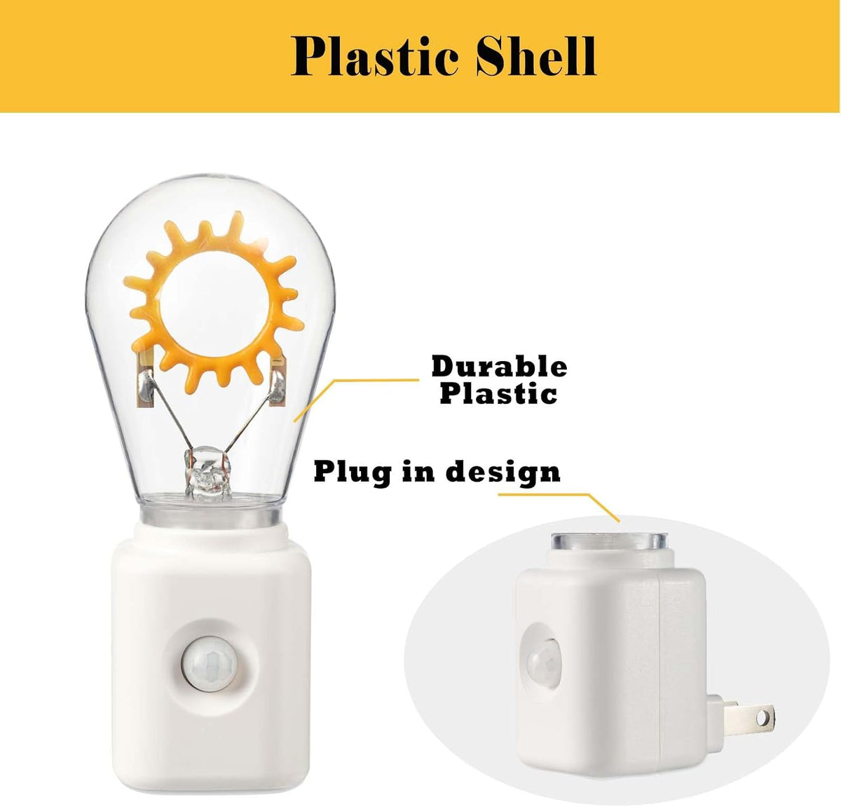 Unique Gift, LED Night Light with Motion Sensor, Retro Filament Design, Dimmable 2200K Warm White Plug into Wall, Auto Dusk to Dawn Activation, 1W Energy Efficient, 1 Pack