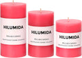 Pink Pillar Candles Set of 3 - Valentines Day Pink Candles Decorations, Hand-Poured Unscented Candle, Smokeless Decorative Candle for Home, Set of 3 in Different Sizes (4", 5", 6")