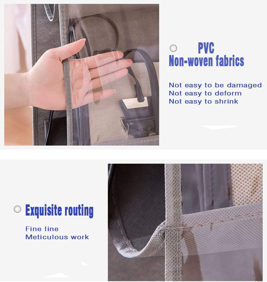 AARAINBOW 2 Packs Hanging Handbag Purse Organizer for Closet, Womens Purse Storage Organizers, Hand Bag Organizer Holder 8 Pockets Space Saving, 46 L x 13.8W (C-Gray Pink)