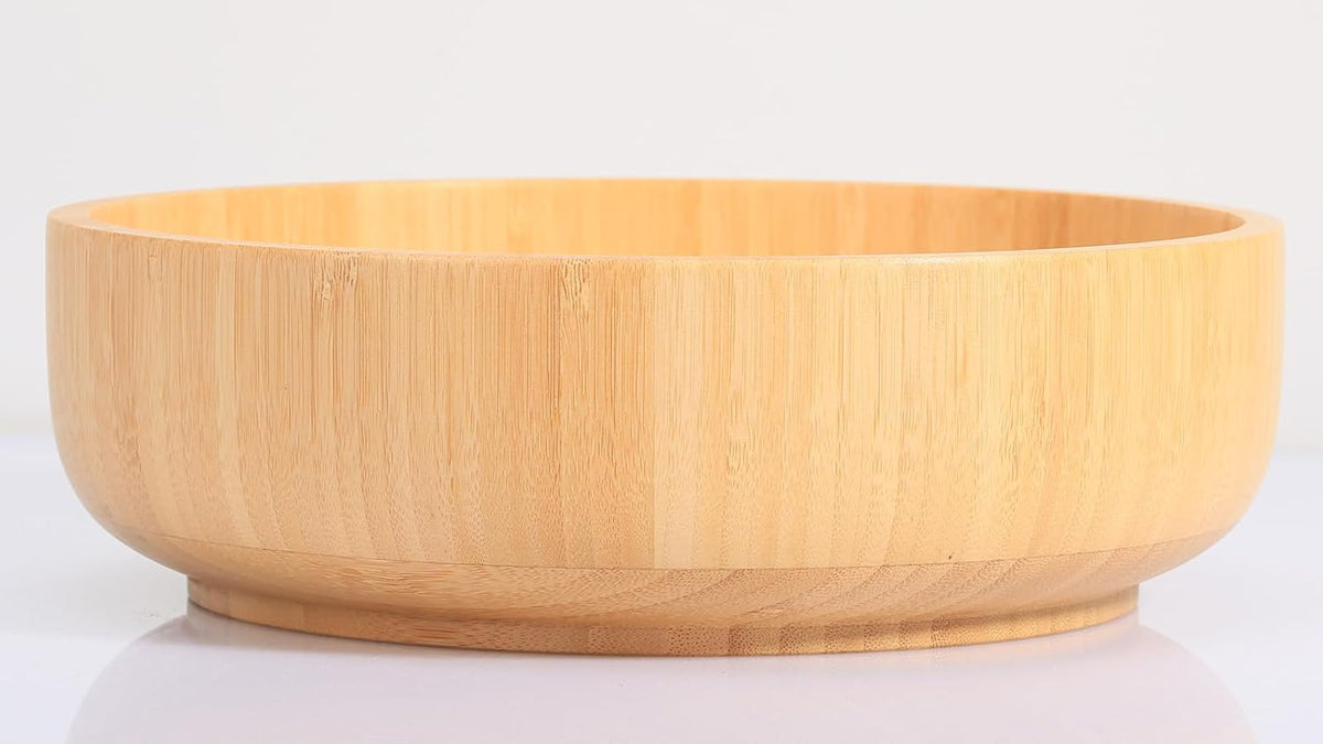 Large Fruit Bowl for Kitchen Counter, 10 Inch Bamboo Wooden Straight-Side Serving Bowl for Salad, Vegetables and Fruits, Rustic Decorative Bowls for Dinner Table Centerpiece Decor, 100 Oz