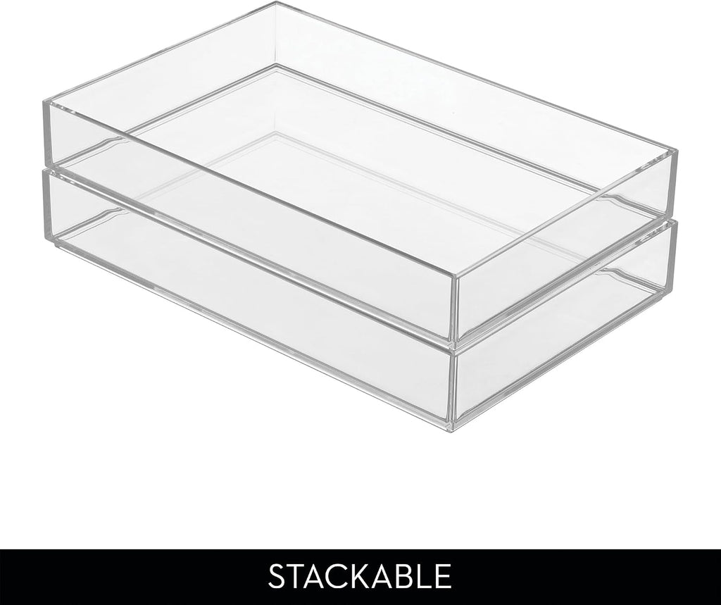iDesign Makeup Drawer Organizer Tray, Set of 4, Clear