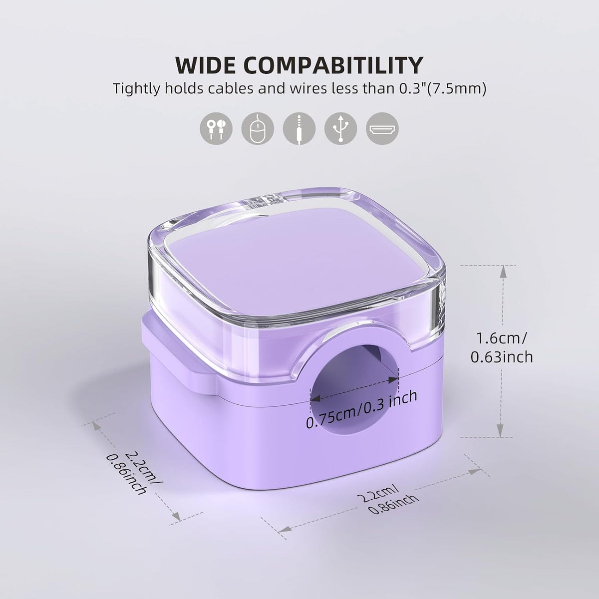 Cord Organizer for Desk, 6 Pack Magnetic Cable Clips Holder for Nightstand, Strong Adhesive Wire Organizer Keeper Phone Cord Holder for Office Car Home Kitchen Appliances Wall, Clear Purple
