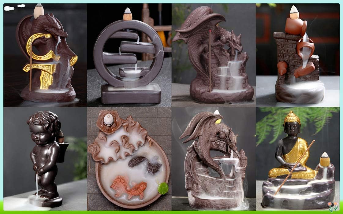 170 Pcs Backflow Incense Cones, 7 Mixed Natural Scents Waterfall Fountain for Burner Holder